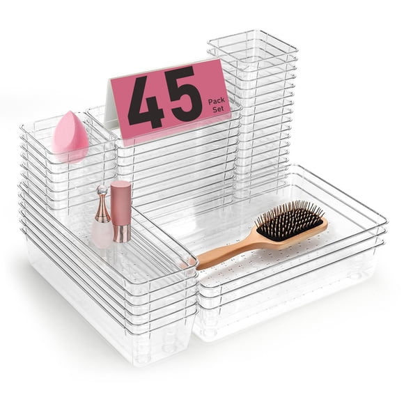 Set organizador de cajones VEXTHYX de plástico transparente, 45 unidades