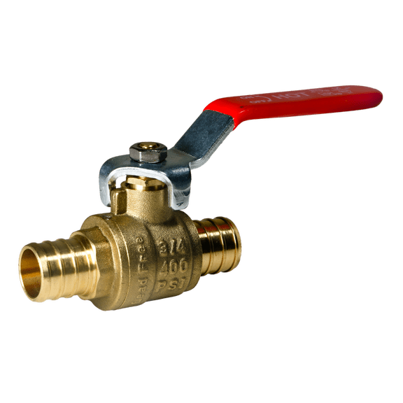 4 Pieces 3/4" Pex Ball Valve Hot/Red, 24-2-3=4X