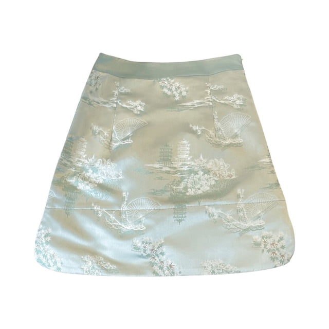 Jupes pour Femmes Mode Décontractée Printemps Rétro Style National Léger Jacquard Taille Haute Vêtements d'Été pour Femmes Vert S
