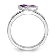 thumbnail image 2 of Solid 925 Sterling Silver Stackable Expressions Simulated Amethyst Double Heart Ring (2.3mm) - Size 6, 2 of 4