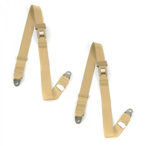 SafeTboy 659240 Standard 2 Point Tan Lap Bucket Seat Belt Kit for 1935-1941 Ford Truck - 2 Belts