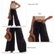 thumbnail image 4 of Pantalones De Pierna Ancha Con Volantes Color Puro Ajuste Casual Corbata Pantalones Largos Con Volantes De Moda Para Mujeres Citas Negro XXL, 4 of 5