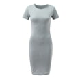 thumbnail image 5 of WEIGFI Womens Summer Dresses Casual Shirt Elegant Dress Short Sleeve Basic Work Daily Wear Club Party Outdoor Bodycon Crew Neck Stretchy Slim Fit Solid Color Stylish Vacation Sundress,Grey,M, 5 of 8