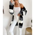 thumbnail image 1 of Cárdigan De Manga Larga Para Mujer, Cárdigan De Punto Para Mujer Otoño Invierno Bloque De Color A Rayas Sueltas De Moda Para Fiesta Para El Trabajo ANGGREK Negro Blanco L, 1 of 7
