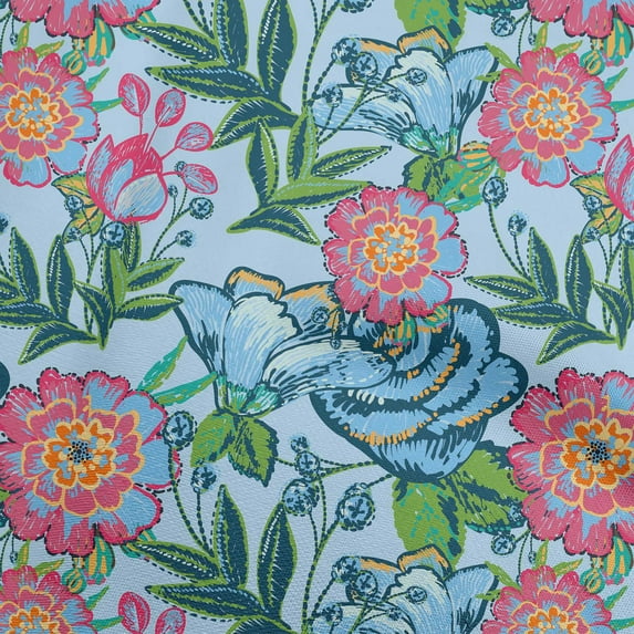 oneOone Rayon Light Blue Fabric Florals Diy Clothing Quilting Fabric Print Fabric By Yard 56 Inch Wide