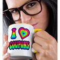 thumbnail image 2 of 3drose, Groovy Hippie Rainbow I Heart Love Coupons, 11oz Two-tone Yellow Mug, 2 of 6