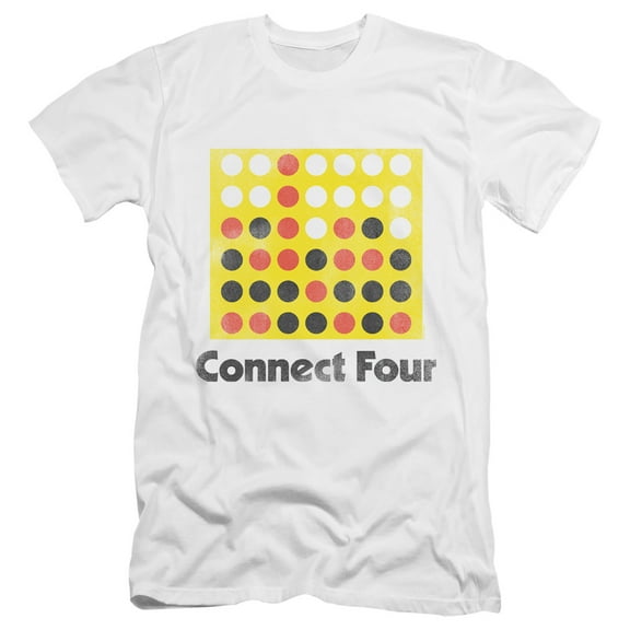 Connect Four Classic Logo Distressed HBO S/S Adult 30/1 T-Shirt White