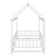 thumbnail image 6 of Miniyam Twin Size Toddler Bed , Wood Floor House Bed with Rail for Kids, White, 6 of 8