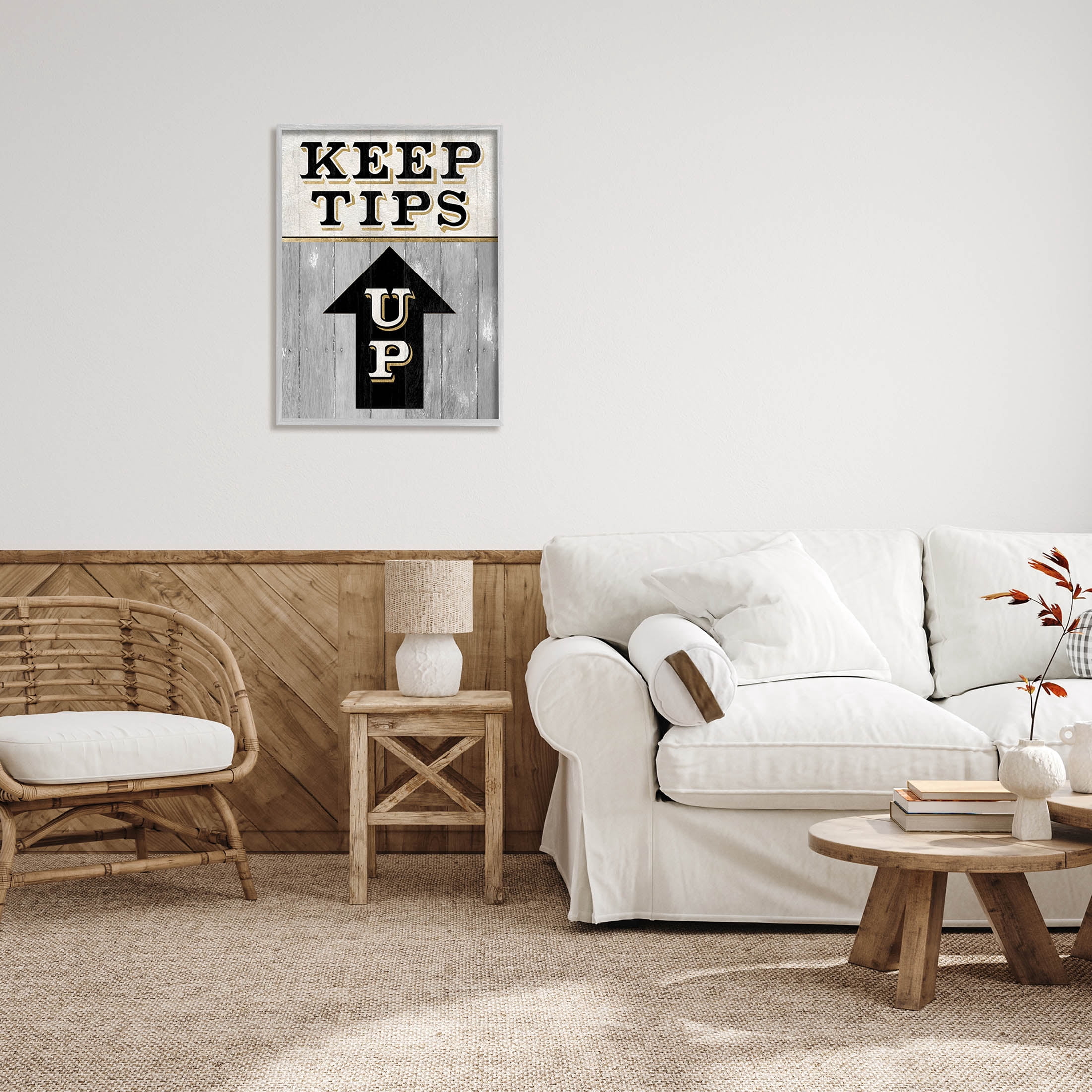 Stupell Industries Keep Tips Up Skiing Sign Graphic Art Gray Framed Art Print Wall Art, Design by Livi Finn