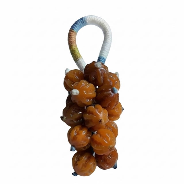 Abbraccia Pulsera de cuentas Bodhi, Cinco Deidades de la Fortuna, diseño racimo de bayas, ceniza vidriada, joyería budista unisex