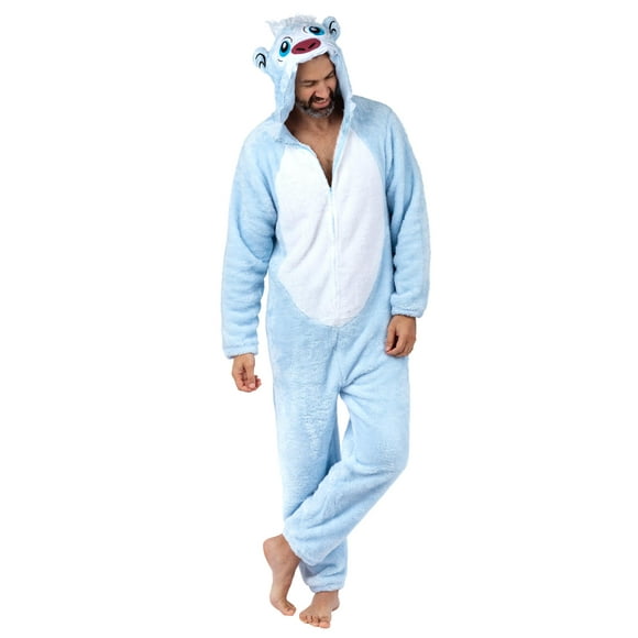 Christmas Mens Union Suit Zip-Up Onesie Pajama, Pink Bunny, Yeti, or Moose