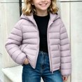 thumbnail image 6 of Jalioing Puffer Jacket for Kids Winter Lightweight Long Sleeve Zipper Up Thermal Coat Solid Color Hooded Puffy Outerwear, 6 of 7