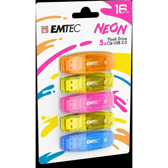 Emtec USB2.0 16 Go P5 NÉON Emtec 5-Pack 16 Go 2.0 USB