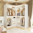 thumbnail image 3 of iSunirm 72" Closet System 2-Piece Set, Walk-in Closet System with 6 Drawers & 4 Hanging Rods, Heavy Duty Wardrobe Closet with Open Storage Shelves, for Bedroom/Closet, 72"L x 16"W x 80"H, White, 3 of 9