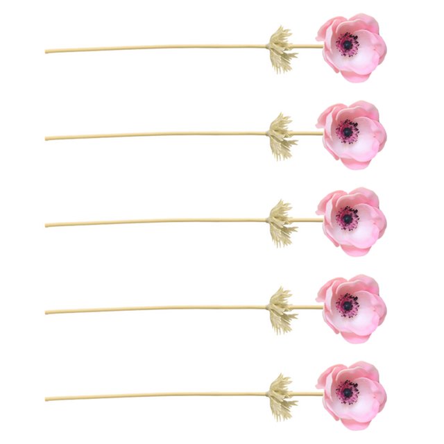 Bearachild 5 piezas de rama de seda de anémona artificial, ramo de fiesta de boda, decoración de cocina, arreglo floral, decoración rosa Type2 NO2