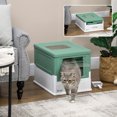thumbnail image 2 of PawHut Enclosed Cat Litter Box with Scoop, Tray, Top Entry, Foldable, Green, 2 of 10