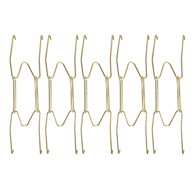Unique Bargains Plate Hanger, 8' W Type Zinc Plated Invisible Wall Decorative Hooks, 5 Pcs