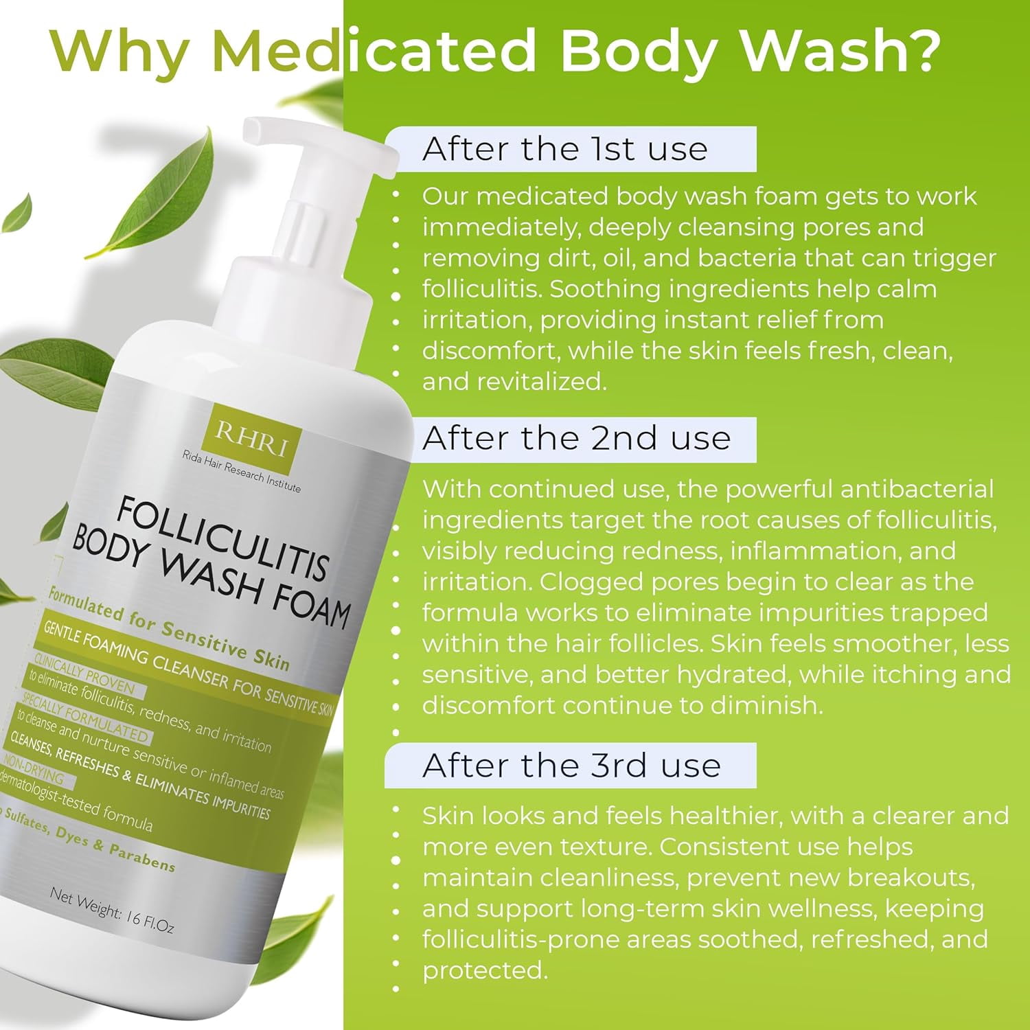 Folliculitis Body Wash Foam | Sensitive Skin Body Wash for Redness & Irritation