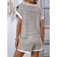 thumbnail image 4 of Women'S Summer 2 Piece Sets Striped Short Sleeve T Shirts and Shorts Loungewear Matching Set Color M, 4 of 9