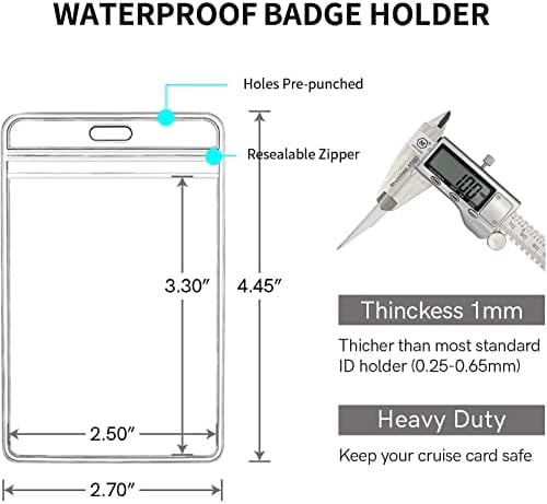 4 Pack Waterproof Lanyards with Detachable Buckle & ID Badge Holder for Cruise Ship Key Cards, Cruise Essentials & Must Have Accessories