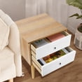 thumbnail image 4 of 【HOSTK】 Set of 2 Nightstands with 2 Drawers - Modern 2-Tier Bedside Tables, Large Capacity Wood Storage Cabinets with Natural Legs, Eco-Friendly End Tables for Bedroom & Living Room, White & Natural, 4 of 9