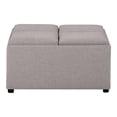 thumbnail image 1 of SIMPLIHOME Avalon Table Basse Carrée de 35 Pouces de Large avec Dessus Relevable et Rangement, Pouf Repose-Pieds de Cocktail en Tissu Rembourré Effet Lin Gris Nuage pour le Salon, Contemporain, 1 of 8
