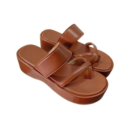

Fesfesfes Flip Flops Women Summer Thick Sole Casual Toe Loose Cake Sandals For Women Beach Slippers 9.5(43)