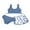 Blue, variant on GYRATEDREAM Girls 3 Piece Swimsuits Print Top and Shorts Bikini Set Bathing Suit with Swimsuits Cover Up for 11-12 Years