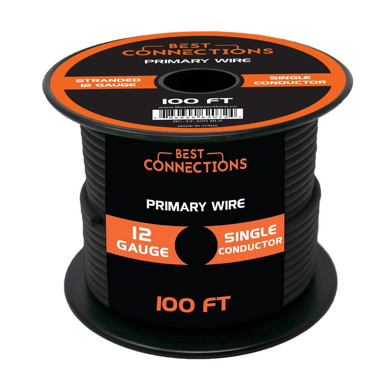12 Gauge Wire Red & Black Power Ground 100 ft Each Primary Stranded Copper Clad