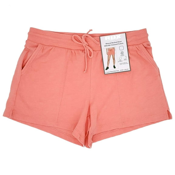 RBX Mineral Washed Short with Rib Trimmed Pockets Peachy Keen  Large