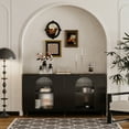 thumbnail image 3 of Seetaras 33.7''Black Lacquered Wooden Cabinet with 4 Glass Doors Sideboard Buffet Server Cabinet Storage Cabinet, for Living Room, Entryway, Hallway, Office, Kitchen and Dining Room, 3 of 9