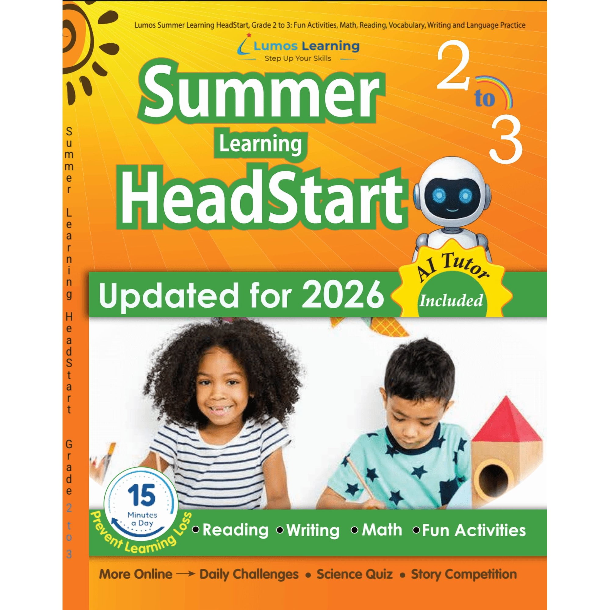 Lumos Summer Headstart Workbook Grade 2-3: Math, Reading, Writing, Science & AI Tutor