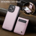 thumbnail image 4 of ELEHOLD Luxury PU Leather Magnetic Case For iPhone 16 Detachable Back Wallet Stand Function Card Case, Mag Safe Compatible, RFID Blocking Technology Shockproof Cover - Pink, 4 of 11