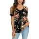 thumbnail image 1 of Txlixc - Camiseta de manga corta para mujer con cuello en V y hombros descubiertos con estampado de flores Txlixc Moda, 1 of 6