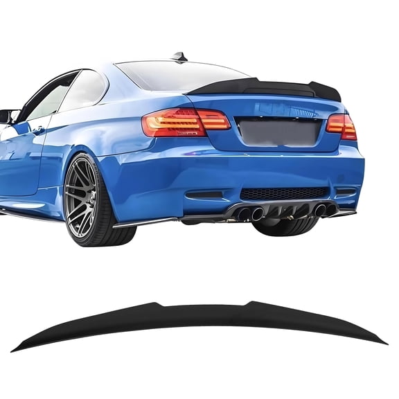 Ikon Motorsports Highkick Rear Trunk Spoiler Wing Lip Exterior Auto Parts For 2007-2013 BMW E92 3-Series Coupe & M3 Coupe PSM Style Matte Black ABS