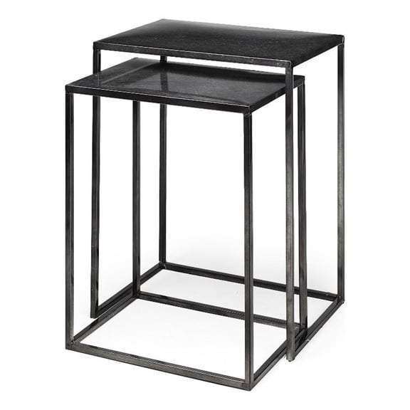 Maklaine (Set of 2) 17.7L x 12.6W x 24.4H Galvanized Gray Metal Accent Tables