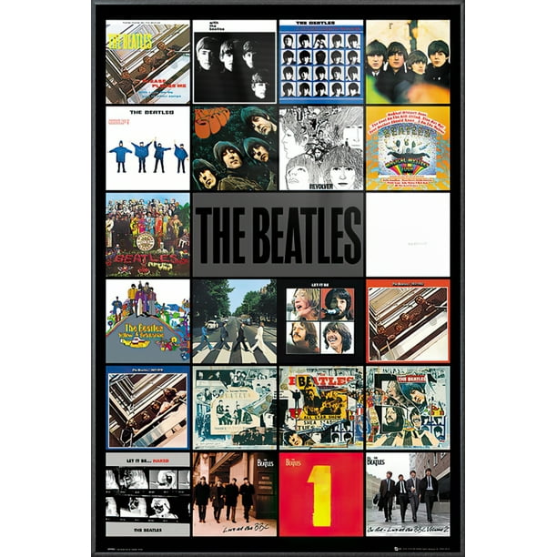 The Beatles Framed Music Poster Album Covers Size 25 X 37 Metallic Anthracite Plastic Frame Walmart Com Walmart Com