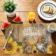 thumbnail image 4 of Stegali Summer Gnome Sunflower Linen Placemats, 12x18 Inch Table mats Set of 4, 4 of 7