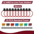 thumbnail image 4 of Paquete de 10 Portafusibles en Línea de 12 V, 12 AWG, Portafusibles Impermeable con 35 Piezas (5 A/7,5 A/10 A/15 A/20 A/30 A/40 A) Fusibles Estándar para Automóvil, 4 of 5