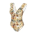 thumbnail image 4 of Yiaed 70s Hippie Style Print Women's Ruffled One Piece Swimsuit V Neck Swimwear Slimming Monokini for Woman-Large, 4 of 8