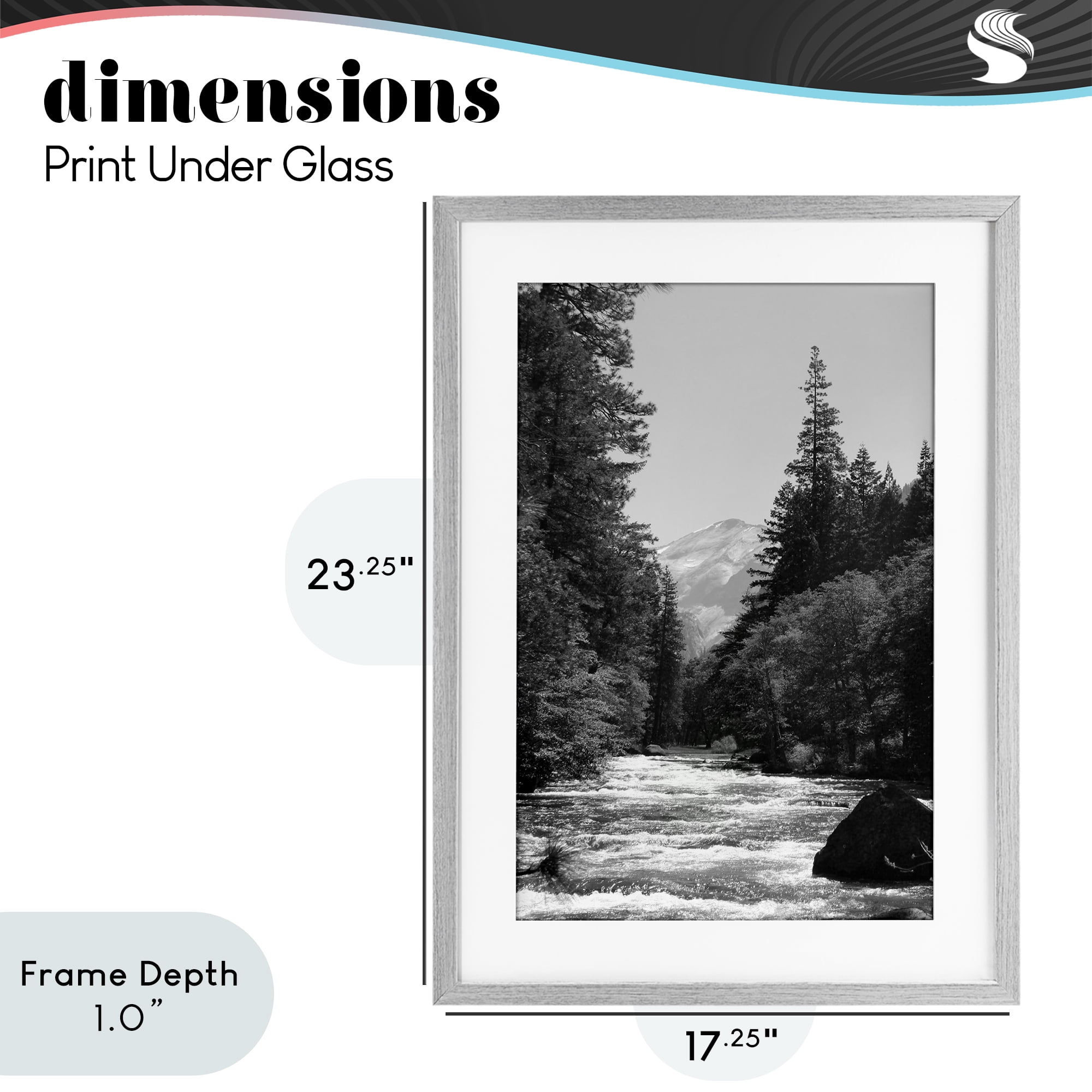 Stupell Industries Merced River Flow Gray Framed Print Under Glass, design by Kim Curinga