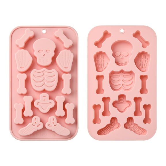 DanLingJewelry 2Pcs Gothic Skull Silicone Molds Halloween Skeleton Bone Chocolate Molds for DIY Party Cake Candy Chocolate Pudding Crafts Decor