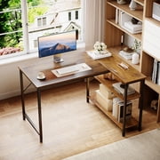 AODK Small L Shaped Desk 40 Inch, Computer Desk with Shelves, Corner Desk, Reversible Office Desk for Small Space, Vintage