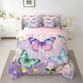 thumbnail image 2 of Castle Fairy Flying Gradient Butterflies 7-Piece Twin Bedding Sets,Abstract Ombre Watercolor Bedding Comforter Set,Dreamy Princess Breathable Sheet Sets,Luxury Bedroom Decor, 2 of 8