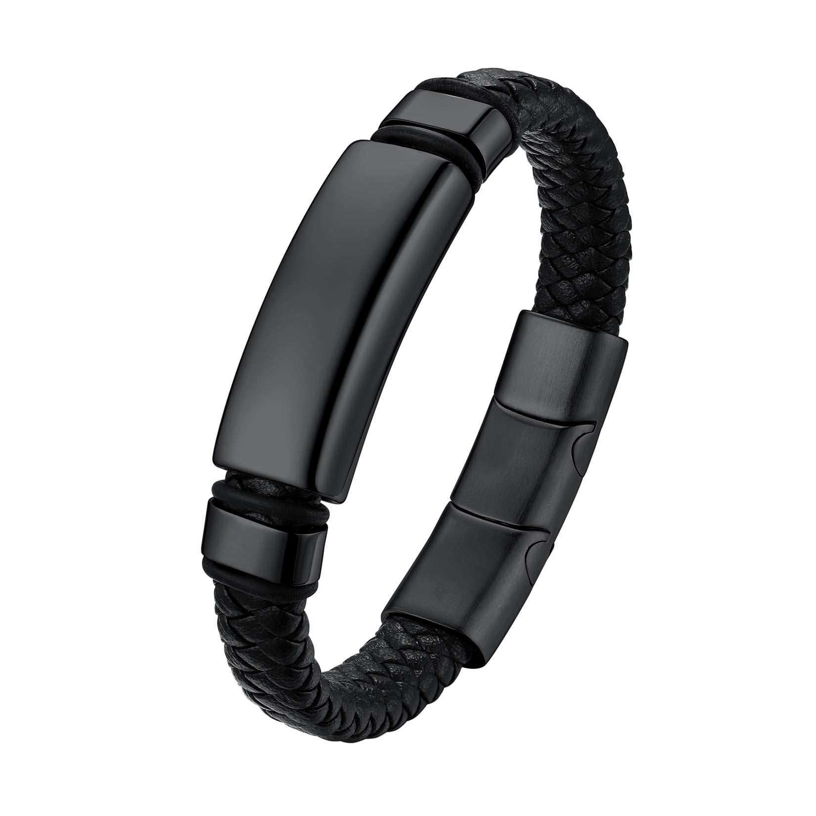 U7 Simple Leather Bracelets For Men Boys Adjustable Black Rope Wrap ...