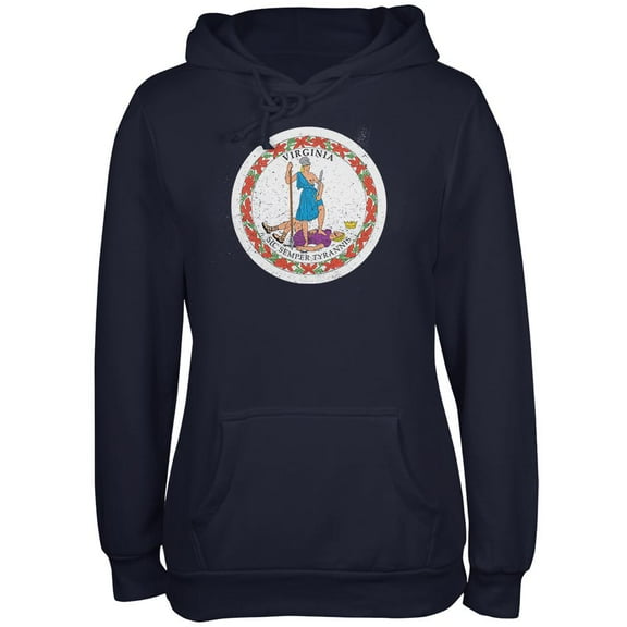 Born and Raised Virginia State Flag Juniors Soft Hoodie Navy LG
