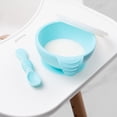 thumbnail image 4 of Bumkins Baby Silicone First Feeding Set w/ Bowl, Lid & Spoon for Ages 4 months+ (Blue), 4 of 6