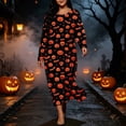 thumbnail image 4 of Women's Long Sleeve Casual Maxi Dress Spooky Skull Pumpkin Graphic Print Crewneck Flowy Fall Dresses Halloween Party Festival Costumes Everyday Apparel, 4 of 8