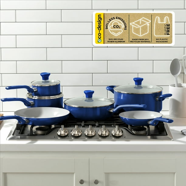 T-fal Easy Care Ceramic Non-Stick, 12 Piece Pots and Pans Cookware