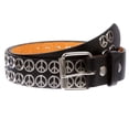 thumbnail image 1 of Snap On Peace Sign Concho Leather Belt - Rainbow or Silver options, 1 of 1